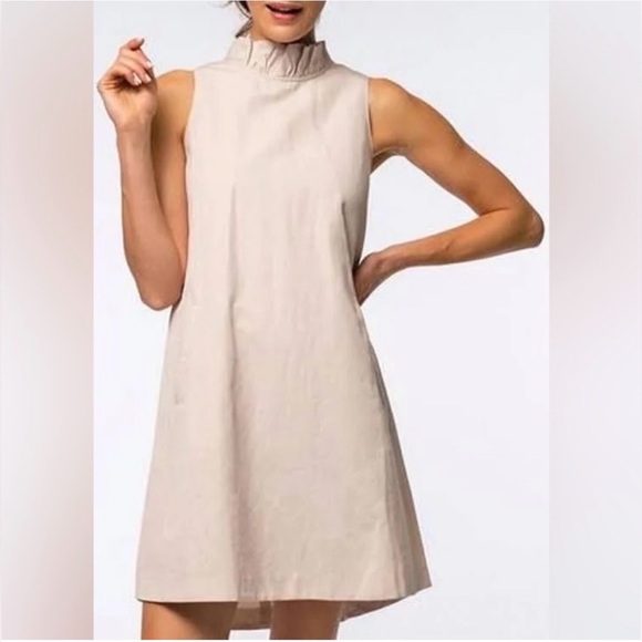 Tyler Boe Dresses & Skirts - Tyler Boe Ruffle Bow Neck Linen Dress Beige Size XL